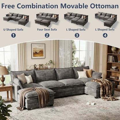 U Shaped Modular Sectional Sofa, Cloud Couch - Image 3