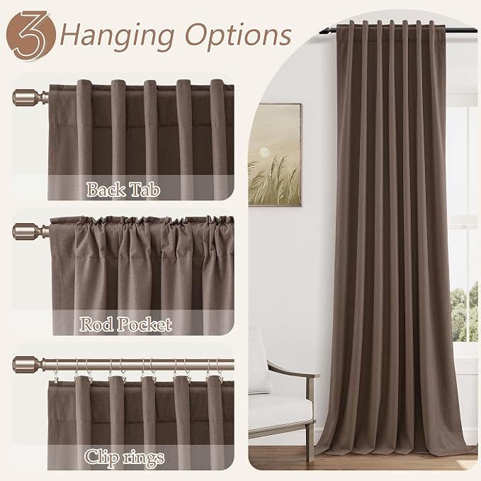 100% Blackout Curtains 108 Inch Length 2 Panels Set - Image 6
