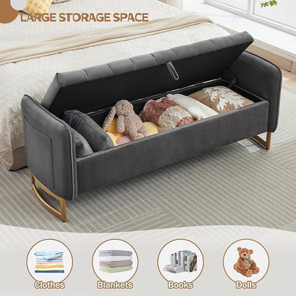 66" King Size End of Bed Storage Bench, Storage Benches - Image 3