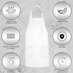 GREEN LIFESTYLE 120 Pack Chef Apron with Pockets – Grilling Aprons for Men, Waterproof Cooking Apron for BBQ, Work or Restaurant Use, Kitchen Aprons for Women with Pockets – White