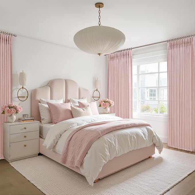 Light-Pink Floor to Ceiling Semi Sheer Extra Long Curtains 108 Inches Length - Image 7