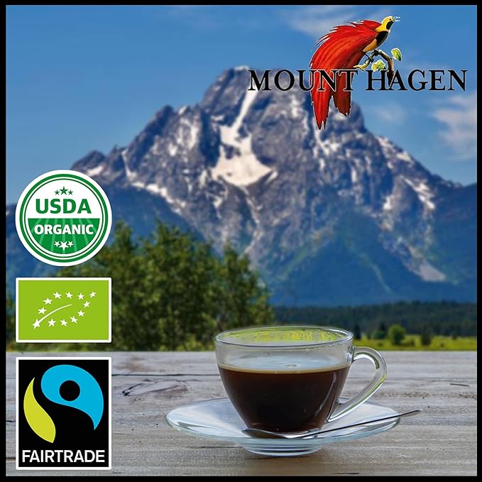 Mount Hagen Instant Espresso Coffee, Eco-friendly Organic Espresso Coffee Made From Medium Roast Arabica Beans, Freeze Dried Instant Coffee, Fair-Trade, Kosher, 1.76oz Jar