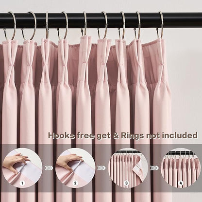 Pinch Pleated Baby Pink Blackout Curtains 72 Inches Long, Sound & Light - Image 2