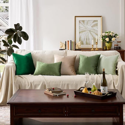 GIGIZAZA Olive Green Velvet Throw Pillow Covers 22x22 Pack of 2 | Decorative - Image 8