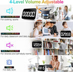Kitchen Digital Timer, Rechargeable Magnetic Timers with Countdown/up, Kids Timer with 5”LED Display 3 Brightness 4 Volume Adjustable for Classroom/Office/Home/Work/Study/Fitness/Game-White