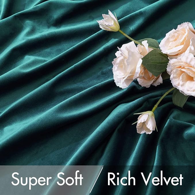 MIULEE Velvet Blackout Curtains 52x96 inches 2 Panels Emerald Green | Luxury - Image 4