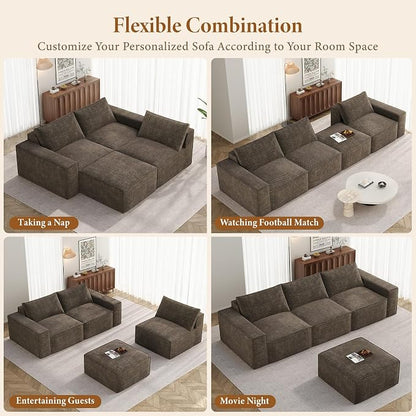 Vesgantti 114" Modular Boneless Couch, Modern 3 Seater Sectional Sofa - Image 8