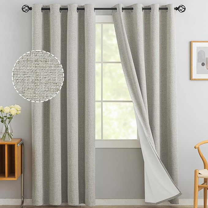Yakamok Oatmeal Linen Textured Curtains 90 Inches Long by Yakamok