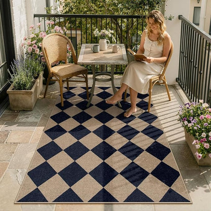 Lahome Colette Checkered Easy Jute Entry Rug, 3x5 Black Outdoor Patio Rug - Image 7