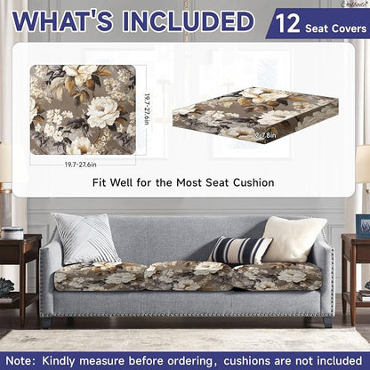 CALBODE 12 Pcs Stretch Indoor/Outdoor Seat Cushion Covers, Indoor/Outdoor Couch - Image 2