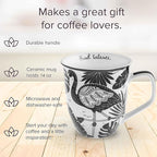 Karma Gifts 14 oz Black and White Boho Mug Flamingo - Cute Coffee and Tea Mug - Ceramic Coffee Mugs for Women and Men