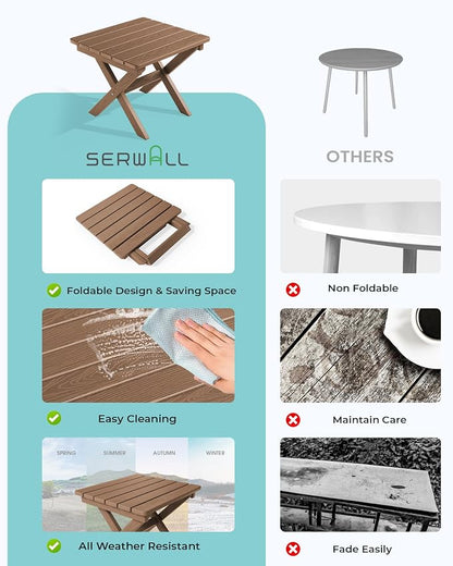 SERWALL Folding Outdoor Side Table Set of 4, Small Adirondack Side Table - Image 7