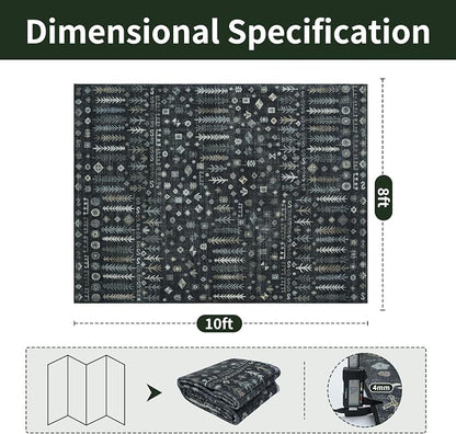 8x10 Retro Washable Area Rugs for Living Room, Dining Room- Black | Ultra Soft - Image 2