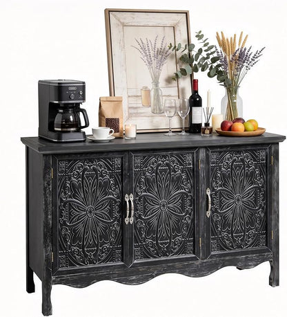 RoyalCraft Buffet Cabinet with Storage, Vintage Solid Wood Sideboard with 3 - Image 9