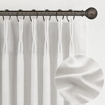Off Beige White Farmhouse Kitchen Sheer Curtains 45 Inch Length 2 Panels by PleatedDrapes