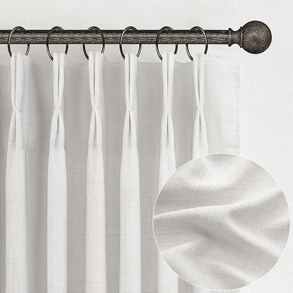 Beige White Pinch Pleated 78 Inch Curtains 2 Panels Set by PleatedDrapes