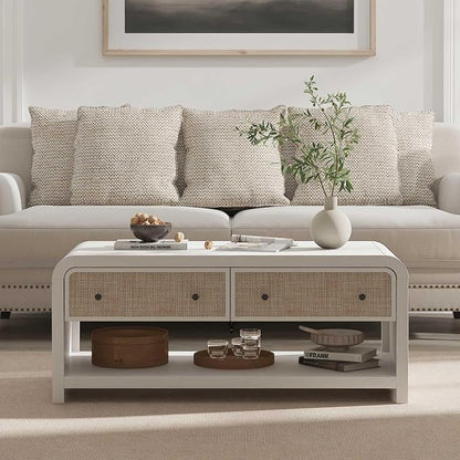 Oak&Sparrow 48'' Boho Coffee Table, Thickened Arc-Shaped Coffee Table - Image 5
