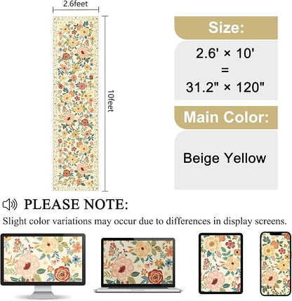 DUKINO 2.6x10 Hallway Runner Rug Washable Kitchen Rug Non Slip Beige Yellow | - Image 2