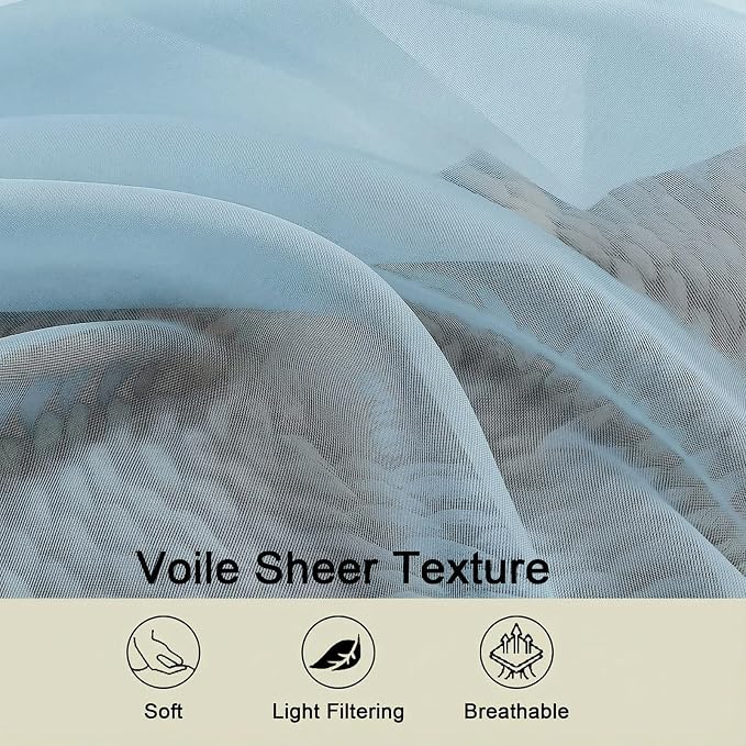 Sheer Curtains 63 Inch Length 2 Panels Set - Image 3