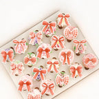 Gyufise 50Pcs Edible Red Bowknot Cupcake Toppers Wafer Paper Bowknot Cake Dessert Picks Baby Shower Princess Cupcake Toppers for Birthday Party Decoration Supplies