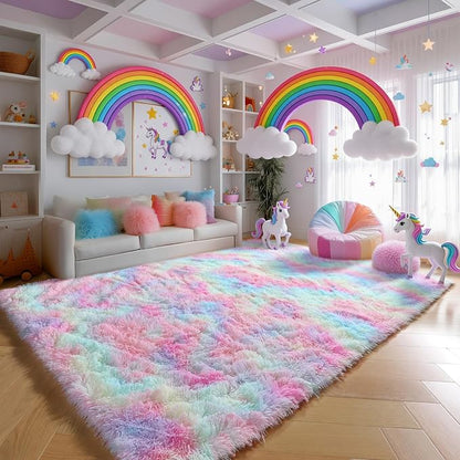 Vibrant Rainbow Rug 3x5 Ft, Bedside Preppy Dorm Area Rug - Image 6