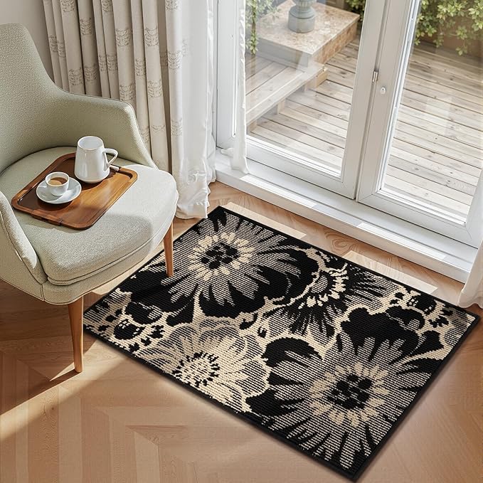 Findosom Washable Runner Rug 2x3, Non Slip High-Low Textured Floral Small - Image 3