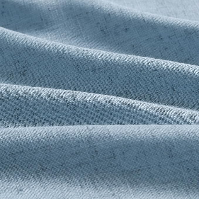 Blue Curtains 80 Inches Length for Living Room Back Tab Rod Pocket Semi Sheer - Image 5