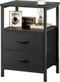 Huuger Night Stand with 2 Drawers, Bed Side Table with Open Shelf, Wooden Top by Huuger