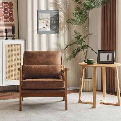 Karl home Accent Chair Wide Armrest Mid-Century Lounge Chair Bronzing Cloth - Image 5