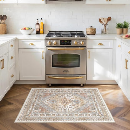 3x4 Washable Area Rug for Entryway Non Slip Kitchen Rugs, Soft Vintage Living - Image 4