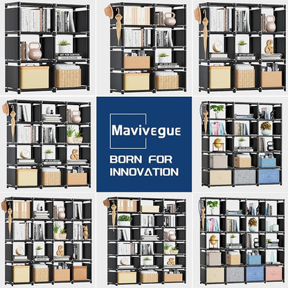 Mavivegue Bookshelf, 16 Cube Storage Organizer, Book Shelf Organizer, Tall - Image 7