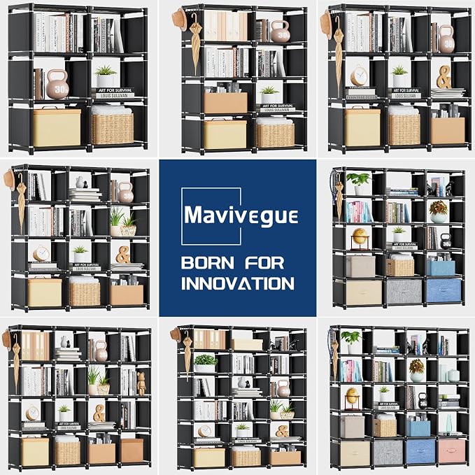 Mavivegue Bookcase, 18-Cube Extra Large Book Shelf, DIY Cube Storage Organizer - Image 7