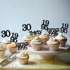 Gyufise 24Pcs Vintage 1995 Cupcake Toppers Cheers to 30 Fabulous Thirty Cupcake Picks Decorations for 30th Birthday Wedding Anniversary Party Supplies Black