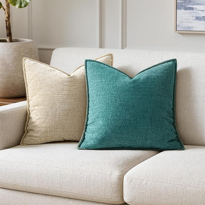 MIULEE Decorative Couch Throw Pillow Covers 16x16 Inch Teal 2 Pack | Farmhouse - Image 4