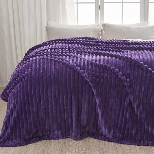 NEWCOSPLAY Fleece Ribbed Cozy Queen Blanket by NEWCOSPLAY