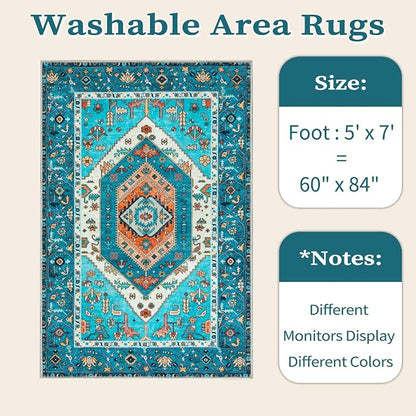 SERISSA 5x7 Washable Non Slip Boho Area Rug - Image 6