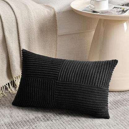 Fancy Homi 2 Packs Black Lumbar Decorative Throw Pillow Covers 12x20 Inch - Image 2