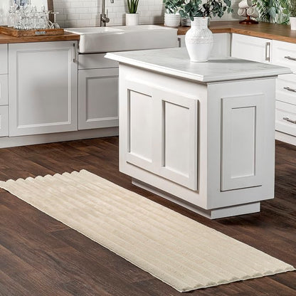 nuLOOM Kai Beige Striped Washable Runner Rug by nuLOOM