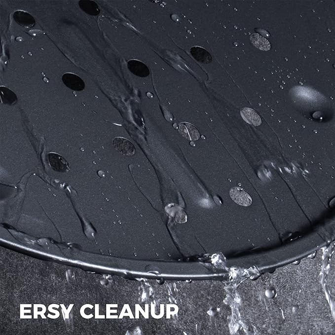 HONGBAKE 2 Pack Pizza Pan with Holes 12 Inch, Nonstick Pizza Tray for Oven with Widen Handles, Hot Air Pizza Crisper Tin, Round Baking Sheet for Frozen & Homemade Pizza, Grey