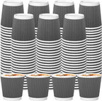 120 Pack Paper Espresso Coffee Cups, 4 oz Disposable Coffee Cups,Corrugated Insulated Ripple Wall, Paper Ripple Cup for Coffee, Hot Chocolate and Hot Tea Drinks -Gray