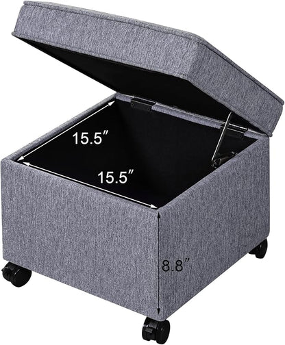 Adeco 17.5 Inch Square Storage Ottoman - Image 9