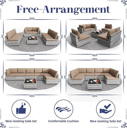 KIGOTY 7-Piece Patio Furniture Set, All-Weather PE Rattan Outdoor Sectional Sofa - Image 6