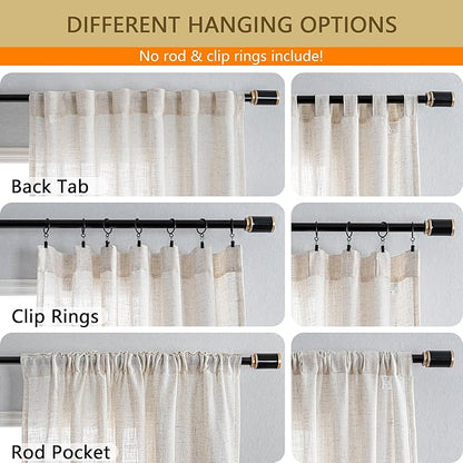 MYSKY HOME Linen Curtains 95 Inches Long - Image 2