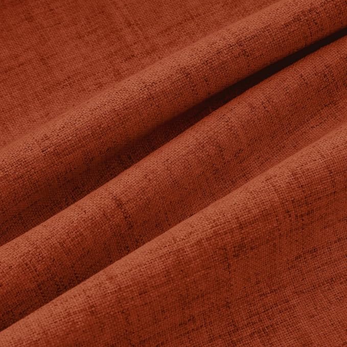 MIULEE Fall 100% Blackout Linen Curtains 42 x 90 Inch Burnt Orange 2 Panels | - Image 9