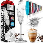 Zulay Kitchen Milk Frother with Patented Tornado Triple Whisk – Handheld Foam Maker for Coffee, Lattes, Matcha & Hot Chocolate – Rich, Creamy Froth in Seconds -