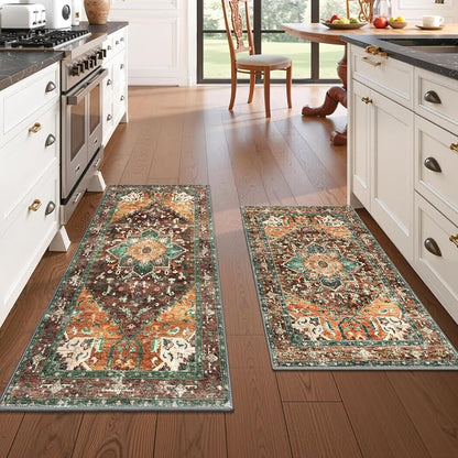 Yamaziot Washable Runner Rug Set of 2, Non-Slip Boho Hallway Kitchen Rug | - Image 6