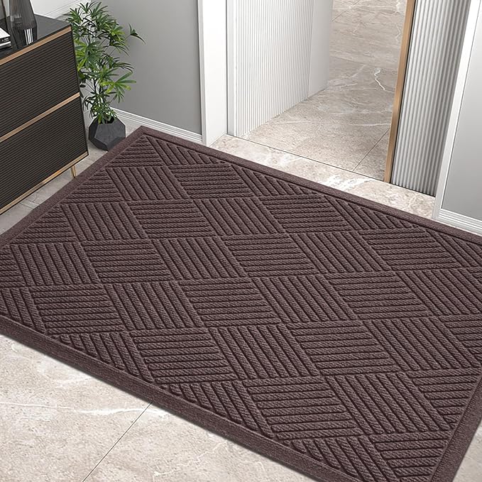 Sturdy Front Door Mat, Absorbent Muddy Dirt Resist Welcome Door Mats Outdoor by HIYARD