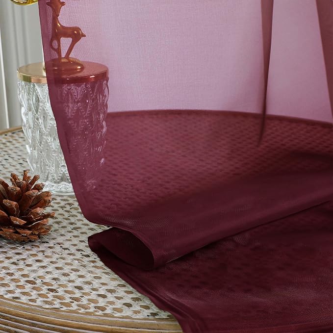 Sheer Curtains 2 Panels Set for Bedroom Living Room, Soft Solid Rod Pocket - Image 7