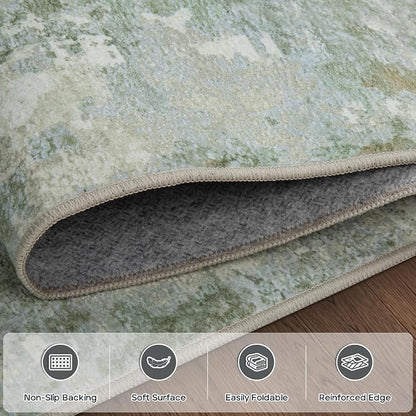 Aelenmu 6x9 Area Rugs for Living Room Bedroom Dining Room Washable Green | Soft - Image 4