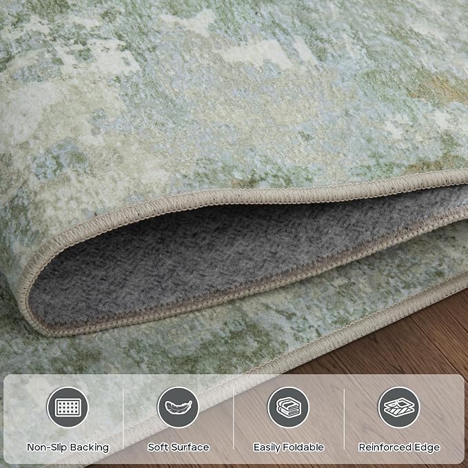 Aelenmu 9x12 Area Rugs for Living Room Bedroom Dining Room Washable Green | - Image 4